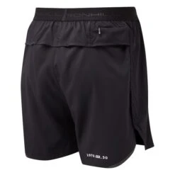 Ron Hill Mens Tech Revive 5" Short -Pete Bland Sports rh 005206 r009 black greymarl mens tech revive 5inch short back